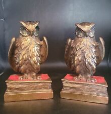 A Pair Of Pompeian Bronze Owl Bookends Circa 1920s  picture