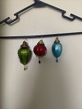 Set Of 3 Glass And Wire Ornaments Made In India picture