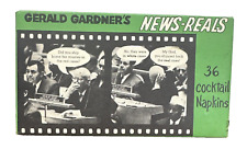 FUNNY 1960s Vintage Gerald Gardner's NEWS-REALS 36 Cocktail Napkins POLITICAL  picture