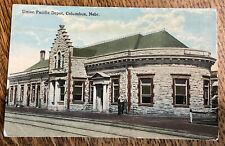 1916 Postcard Union Pacific RR Depot Columbus Nebraska Posted picture