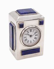 Asprey 1895 London Desk Travel Clock in .925 sterling silver With Lapis Lazuli picture