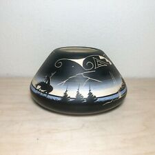 Vintage Native American Pottery Indian Etched Bowl Signed Southwest Navajo picture