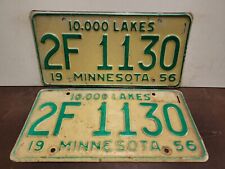 1956 Minnesota PAIR License Plate Tag original. picture