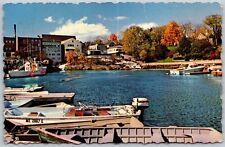 Vtg Maine ME Camden Harbor Fall Colors Boats 1970s Chrome View Postcard picture