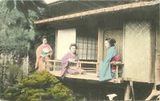 Japan Women Patio Garden Hand colored C-1910 postcard 21-8566 picture
