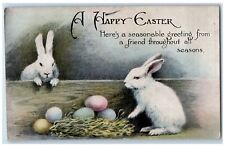 c1910's Happy Easter Greetings Bunny Rabbit Eggs Unposted Antique Postcard picture