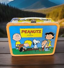 Vintage 1970s PEANUTS Lunch Box No Thermos Metal Lunchbox Orange Rim Snoopy picture