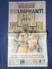 2002 LA Lakers NBA Championships 3-Peat Newspapers Daily News Souvenir Kobe Shaq picture