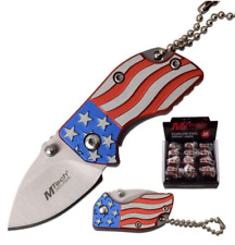 3.4” MTech USA American Flag Key Ball Chain  Aluminum Manual Pocket Knife Handle picture