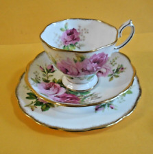 VINTAGE FLORAL TRIO BY ROYAL ALBERT AMERICAN BEAUTY MADE IN ENGLAND picture