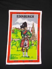 Scotland Edinburgh bagpipe player 70's vintage  Tea Towel  vibrant wall decor picture
