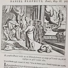 Prophet Daniel bible engraving 17th century print David Kings French antique old picture