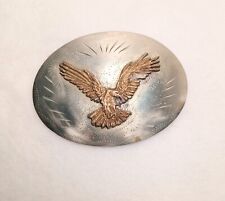 Vtg Old Wild West Cowboy Style German Silver Eagle Belt Buckle Handcrafted picture