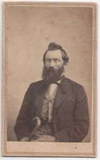 ANTIQUE CDV CIRCA 1860s D.M. CHAMBERS HANDSOME BEARDED MAN HOLDING CANE ERIE PA. picture