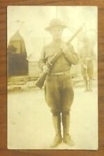 World War 1 WWI RPPC Real Sepia Photo Post Card ~ Identified Soldier with Rifle picture