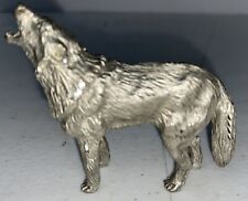VTG BKS Fine Pewter Howling Wolf Animal Statue Figure 2” picture