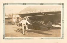 Porterfield 35 1940s B&W Photo Pilot in White Prop Airplane Henderson TX Vintage picture