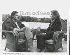 1987 Press Photo Michael Douglas interviewed on 