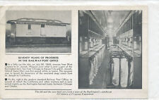 BURLINGTON ROUTE - 70YRS RAILWAY POST OFFICE  Century of Progress - B&W postcard picture