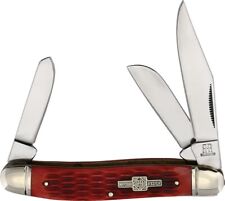 Rough Rider Stockman Red Jigged Bone Handle Stainless Folding Blades Knife 205 picture