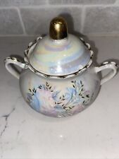 Vintage Iridescent Floral Sugar Bowl With Gold Trim picture
