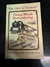 WATCHTOWER 1913 IBSA THINGS WORTH REMEMBERING PROGRAM picture