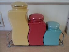  Set of 3 Vintage Kitchen Nesting Jars Mix N Match Folk Art - Cute Set - GUC picture