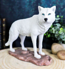 Ebros Gift Realistic Winter Hunter Tundra Snow White Albino Wolf Statue 8