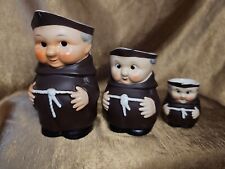 Vintage Goebel Friar Tuck 3 Pitchers Original Brown Hats With Shoes 1950-59 picture
