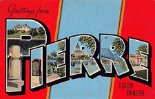 Pierre SD South Dakota State Capitol Large letter Linen Vtg Postcard B4 picture