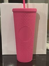 Studded Matte Hot Pink Tumbler Drinking Cup picture