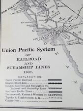 1907 train route map UNION PACIFIC SYSTEM Railroad steamship lines 9