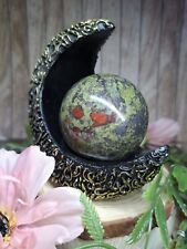 Dragons Blood Stone Jasper Crystal Sphere 5.2cm 239g & Moon Holder Root Chakra picture
