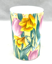 Vintage Crown Porcelain Coffee Mug Teacup Daffodils Tulips Spring Flowers picture
