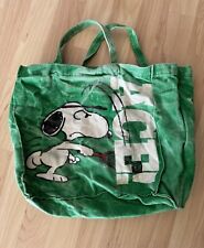 Vintage Distressed Snoopy ACE Charles Schulz Peanuts Green Canvas Tote Bag picture
