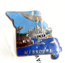 VTG Missouri State Map Riverboat Steamboat River Boat Enamel Pin Souvenir Mafco picture