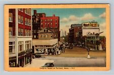 Portland ME, Congress Square, Walgreens, Maine Vintage Postcard picture