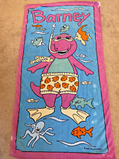 Vintage 90's Barney Beach Towel Lyons Group UnderWater Snorkel 1992 29x58 *READ picture