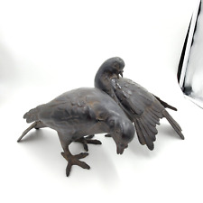 2 Vintage Toyo Cast Metal Bronzed Bird Dove Pigeon Figures Statue picture