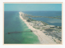 Pensacola Beach FL Fishing Pier & Blue Green Water With White Beaches Postcard picture