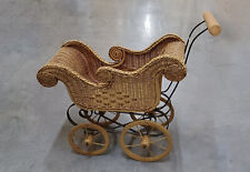 Antique Vintage Victorian Baby Doll Pram Carriage Buggy Stroller Wicker Wood picture
