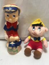 Vintage Disney Pinocchio Piggy Bank And Stuffed Animal Plush picture