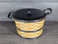 Longaberger 2005 Small Bushel Basket Black Striped With Lid & Protector  picture