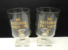 Vtg National Premium Beer Set Of 2 Square Footed Glasses We Combine Shipping picture