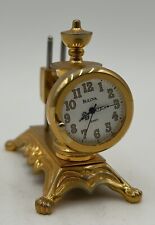 Bulova Quartz Miniature Brass Sewing Machine Clock Model B0536 Untested picture