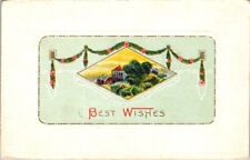 vintage postcard - Best wishes home scene posted c1900s picture