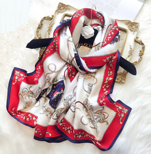 100% Silk Satin Women Scarf neckerchief Shawl large Wrap white blue red G014-027 picture