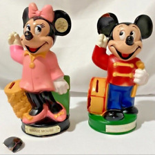 Rare 1980's Walt Disney Mickey & Minnie Mouse Animal Toy Banks W/ Moving Arm picture