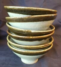 Japanese Rice Soup Bowls Wheel Thrown Rustic Stoneware Dinnerware (Lot of 6) picture