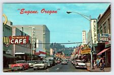 Classic 1950's Cars Willamette Street Eugene Oregon Vintage Postcard APS19 picture